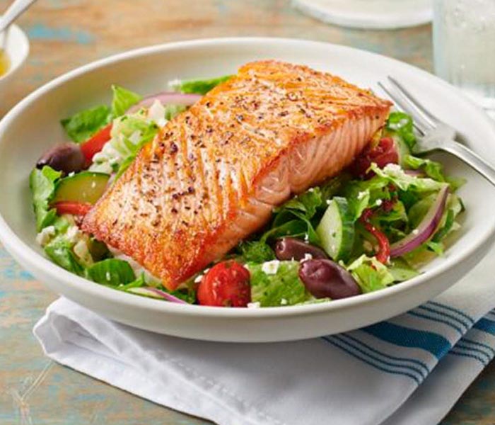 Greek Salad with Salmon